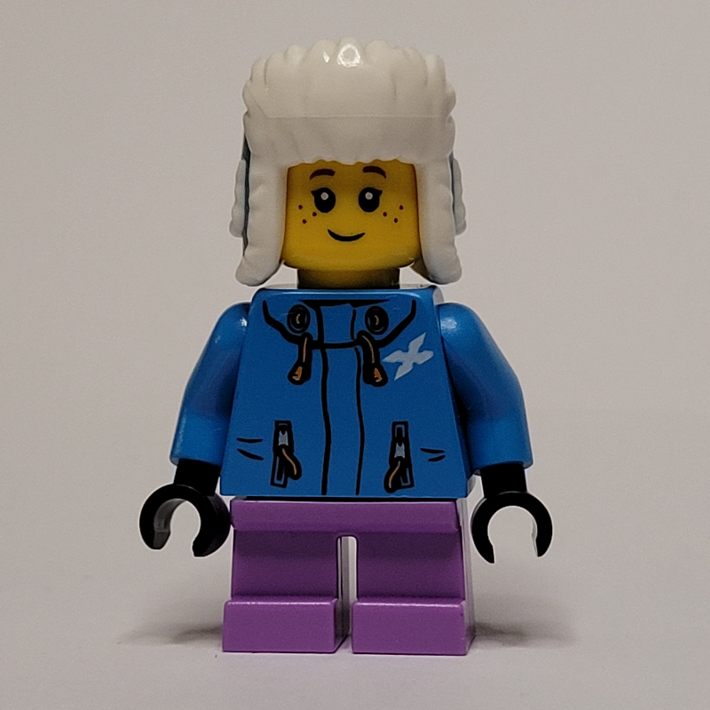 Lego Girl, Dark Azure Ski Jacket, Short Medium Lavender Legs, Dark Azure Ushanka Hat