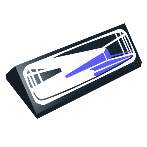 Lego Brick Sloped 45° 2 x 4 Double with Blue and White Headlight Print / Black