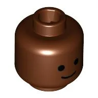 Minifig Head Standard Grin Print [Blocked Open Stud] / Reddish Brown