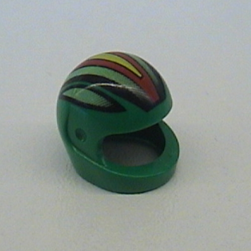 Lego Helmet, Standard with Racing Stripes, Black/Lime/Red/Yellow Print / Green