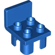 Duplo Chair with 4 Studs and Squared Back / Blue