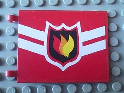 Flag 6 x 5 with Fire Logo Badge and White Diagonal Stripes Pattern on Both Sides (Stickers) - Set 7945