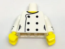 Torso Female Chef with 6 Black Buttons and Yellow Neck Pattern / White Arms with Black Cuffs and Buttons Pattern / Yellow Hands