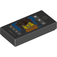 Lego Tile 1 x 2 with Smart Phone Screen with Jay Walker Selfie Print / Black