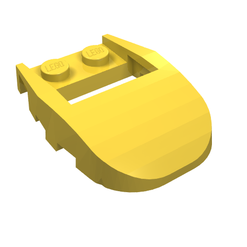 Lego Brick Wedged, Curved 4 x 3 Recessed Back with Opening, Two Studs [Plain] / Yellow