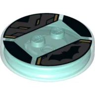 Function Brick Round 4 x 4 x 2/3 with 2 Studs and Batman Symbol Print / Trans-Light Blue