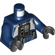 Lego Torso Flight Suit with Chest Panel and Tubes Print, Dark Blue Arms, Black Hands / Dark Blue