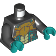Lego Torso Snake Scales, Gold Chestplate, Dark Turquoise Scales Print, Black Arms, Dark Turquoise Hands / Black