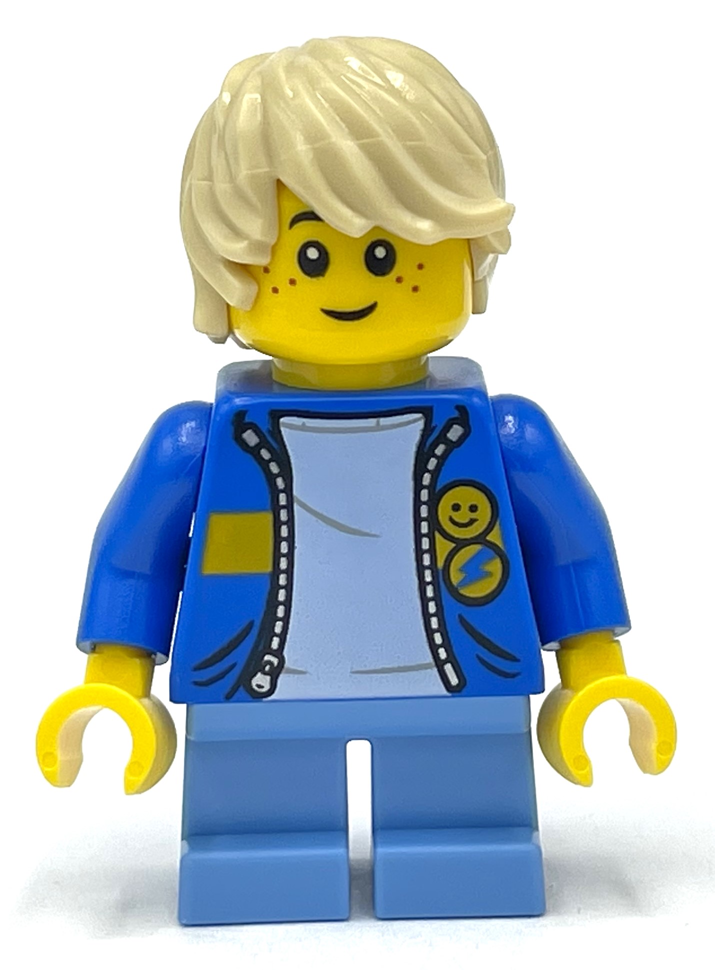 Lego Kid - Blue Torso, Medium Blue Legs, Tan Hair