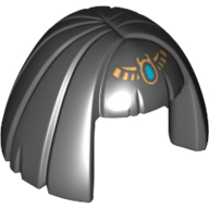 Lego Hair Mid-Length, Smooth with Bangs and Gold Diadem Print (Cleopatra) / Black