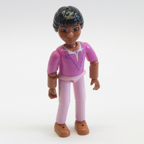 Lego Belville Figure Articulated Elbows, Child, Female, Black Hair, Dark Pink Top with Ornate Decorations Print (Princess Paprika) / [No Color/Any Color]