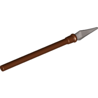 Lego Weapon Pike / Spear Elaborate with Flat Silver Tip / Reddish Brown