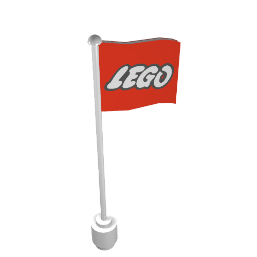 Lego Flag on Flagpole, Wave with Lego Logo Print / White