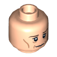 Lego Minifig Head Mirkwood Elf, Dual Sided, Cheekbones, Age Lines, Calm / Happy Print [Hollow Stud] / Light Nougat