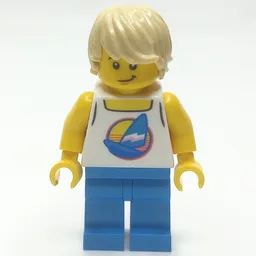 White Torso, Surfboard, Dark Azure Legs, Tan Hair