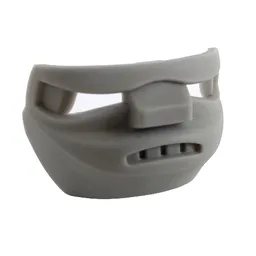 Large Figure Mask / Visor, Hockey Mask 7 with teeth and scowl / Light Gray