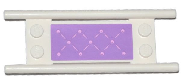 Lego Minifigure, Utensil Stretcher without Bottom Hinges with Medium Lavender Mattress with Bright Pink Buttons Pattern (Sticker) - Set 41036