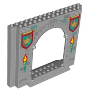 Panel 4 x 16 x 10 with Fire Torches, Banners with Crowns Print