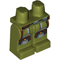 Lego Hips and Olive Green Legs with Armor, Silver and Brown Markings Print / Olive Green