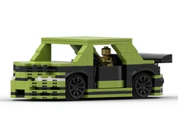 Green drift car with roof