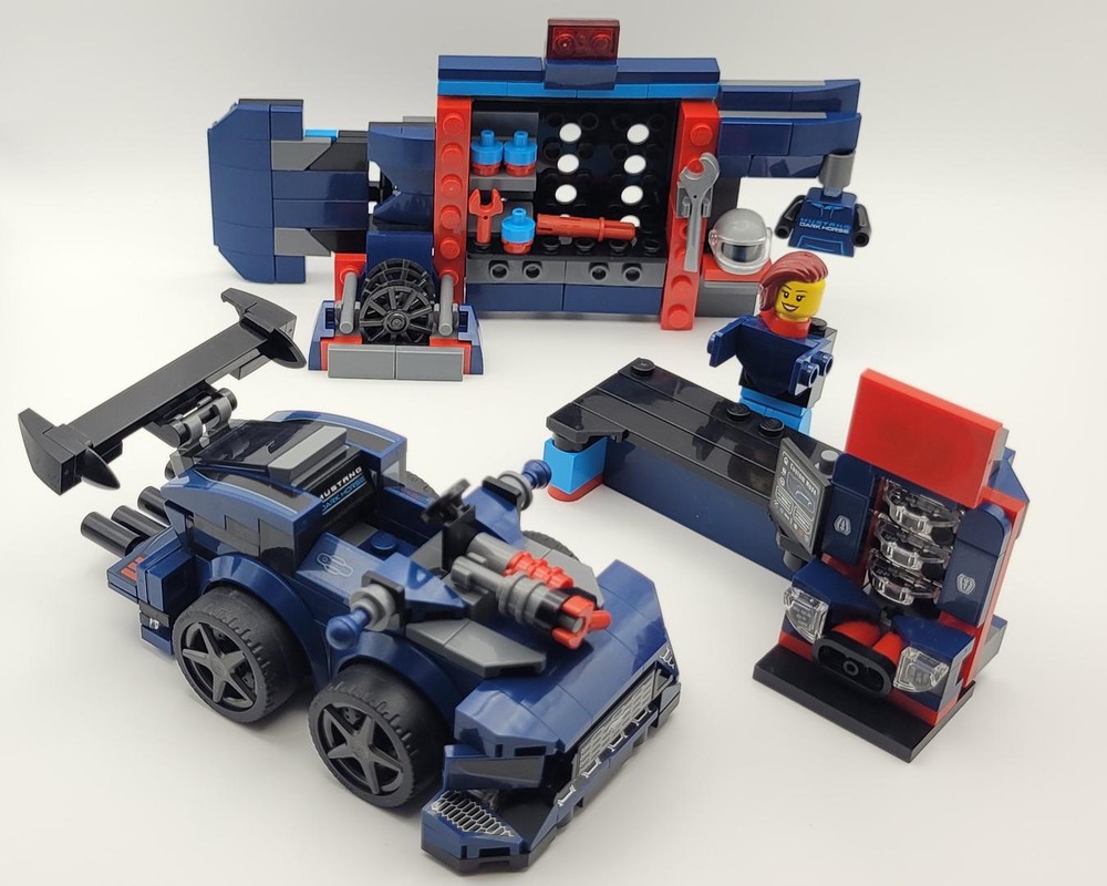 Lego Tooned Ford Mustang Dark Horse and Parts Counter