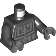 Lego Torso Armor, Silver and Dark Bluish Gray Breastplate, and Belt Print, Black Arms, Dark Bluish Gray Hands / Black