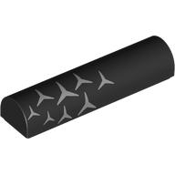 Lego Brick Curved 1 x 4 x 2/3 Double, No Studs with Silver Stars (Mercedes Logos) Left Print