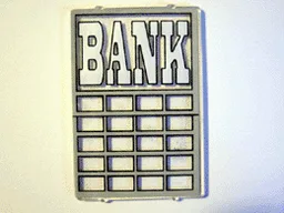 Glass for Window 1 x 4 x 5 with White 'BANK' Pattern (Sticker) - Set 6765 / Trans-Clear