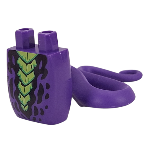 Lego Lower Body with Tail with Lime Scales, Black Spots print / Dark Purple