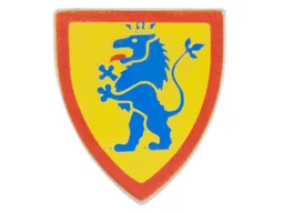 Shield Triangular with Blue Lion, and Yellow Background Print