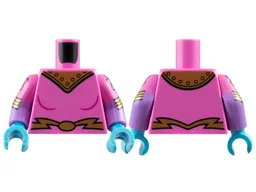 Torso Female Uniform with Gold Shoulder Armor with Rivets and Belt with Oval Buckle Pattern / Medium Lavender Arms with Molded Dark Pink Short Sleeves and Printed Atoms and Gold Stripes Pattern / Medium Azure Hands