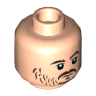 Lego Minifig Head Cassian Andor, Beard Stubble, Brown Eyebrows, Smile / Neutral Print / Light Nougat