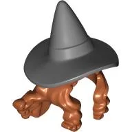 Hair and Hat, Dark Bluish Grey Witches Hat Pattern / Dark Orange