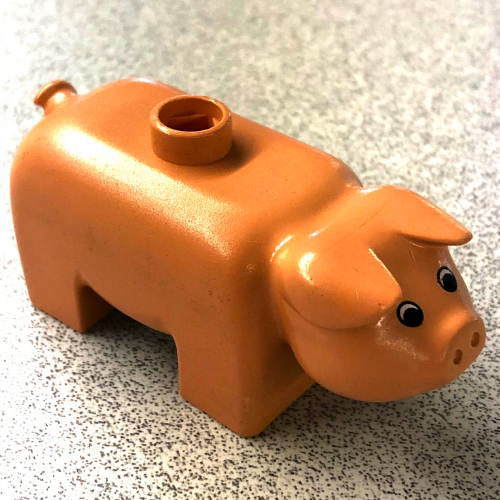 Lego Duplo Animal Pig, Tall, Black and White Eyes (Old Style) / Nougat