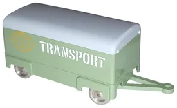 HO Scale, Mercedes Box Trailer with Gray Top / Sand Green