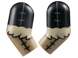 Arm, (Matching Left and Right) Pair with Molded Black Short Sleeves and Printed Stitching and Tan Fur Pattern / Dark Tan