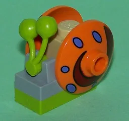 Snail, SpongeBob SquarePants with Orange Shell, Lime Tentacles (Gary) - Brick Built