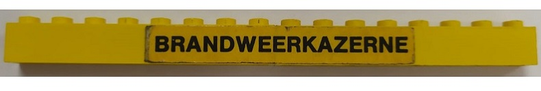 Lego Stickered Assembly 16 x 1 x 1 with Black 'BRANDWEERKAZERNE' Pattern (Sticker) - Set 374-1