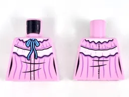 Torso Nightgown with Medium Blue Ribbon Pattern / Bright Pink