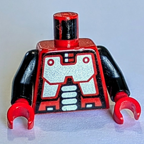 Lego Torso Robot Print (Spyrius), Black Arms, Red Hands / Red