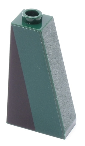 Lego Slope 75 2 x 1 x 3 - Hollow Stud with Black Triangle on Dark Green Background Pattern Model Left Side (Sticker) - Set 10242