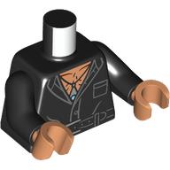Lego Torso Shirt, Open, Hairy Chest, Belt and Pendent Print (Ian Malcolm), Black Arms, Nougat Hands / Black