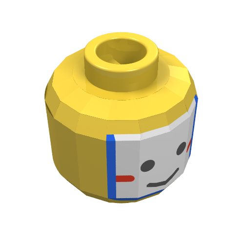 Lego Minifig Head Islander King Kahuka, Face Paint with White and Blue War Paint Print [Blocked Open Stud] / Yellow