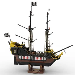 Display stand and hull extension for 21322 Pirates of Barracuda Bay