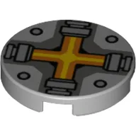 Tile Round 2 x 2 with Nexo Knights Ammunition Print / Light Bluish Gray