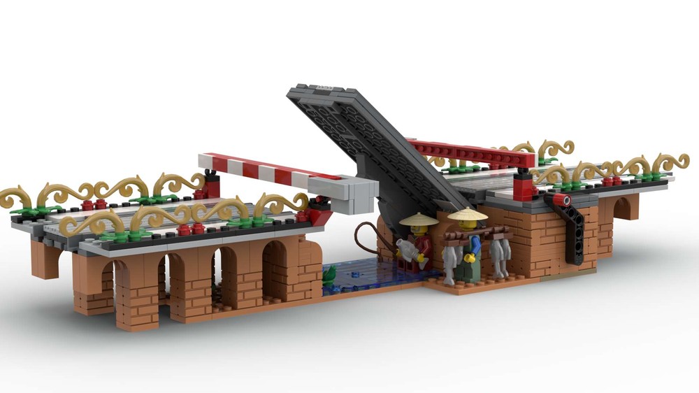 Lego Christmas railway viaduct - drawbridge