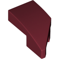 Lego Brick Wedged, Curved 2 x 1 with Stud Notch Left / Dark Red