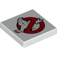 Tile 2 x 2 with Ghostbusters Logo Print / White