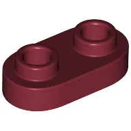 Plate Special 1 x 2 Rounded with 2 Open Studs / Dark Red