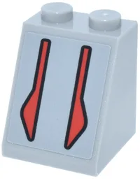 Slope 65 2 x 2 x 2 with Bottom Tube with Red and Black Angled Lines Pattern (Sticker) - Set 75435